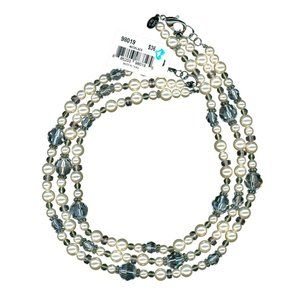 COOKIE LEE Glass Beads and Faux Pearls Necklace Wear Long or Doubled NWT